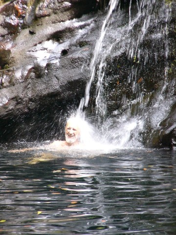 Jerry under the falls